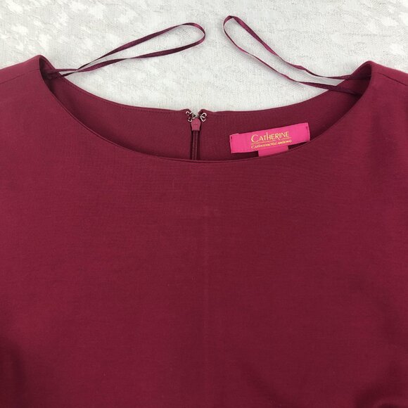Catherine Malandrino Burgundy Scoop Neck Dress with Wide Bell Sleeves Size M - Picture 4 of 11